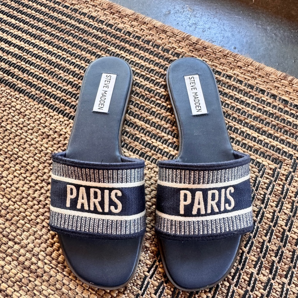 Steve Madden Navy Paris Slides